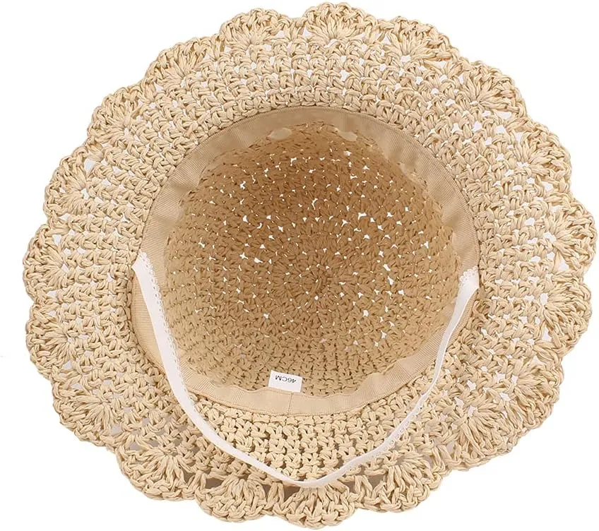 Baby Girl Straw Hat Outdoor Baby Sun Protection Hats Summer Bowknot Beach Cap for Infant Toddler Girls