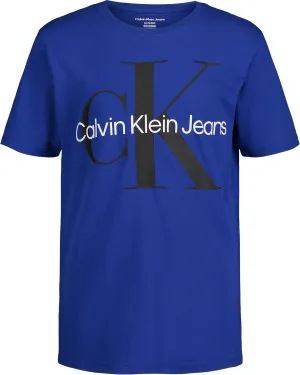 Calvin Klein Boys' Short Sleeve Logo Crew Neck T-Shirt, Soft, Comfortable, Relaxed Fit
