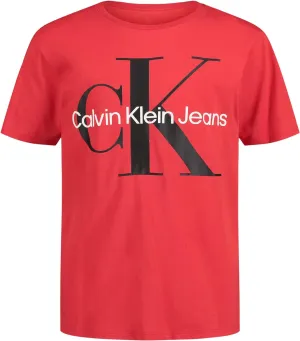 Calvin Klein Boys' Short Sleeve Logo Crew Neck T-Shirt, Soft, Comfortable, Relaxed Fit