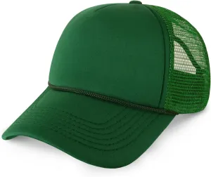 Classic Foam Trucker Hat Summer Mesh Rope Cap Solid Two Toned Blank Hat for Mens Womens Adjustable Strap Light Weight