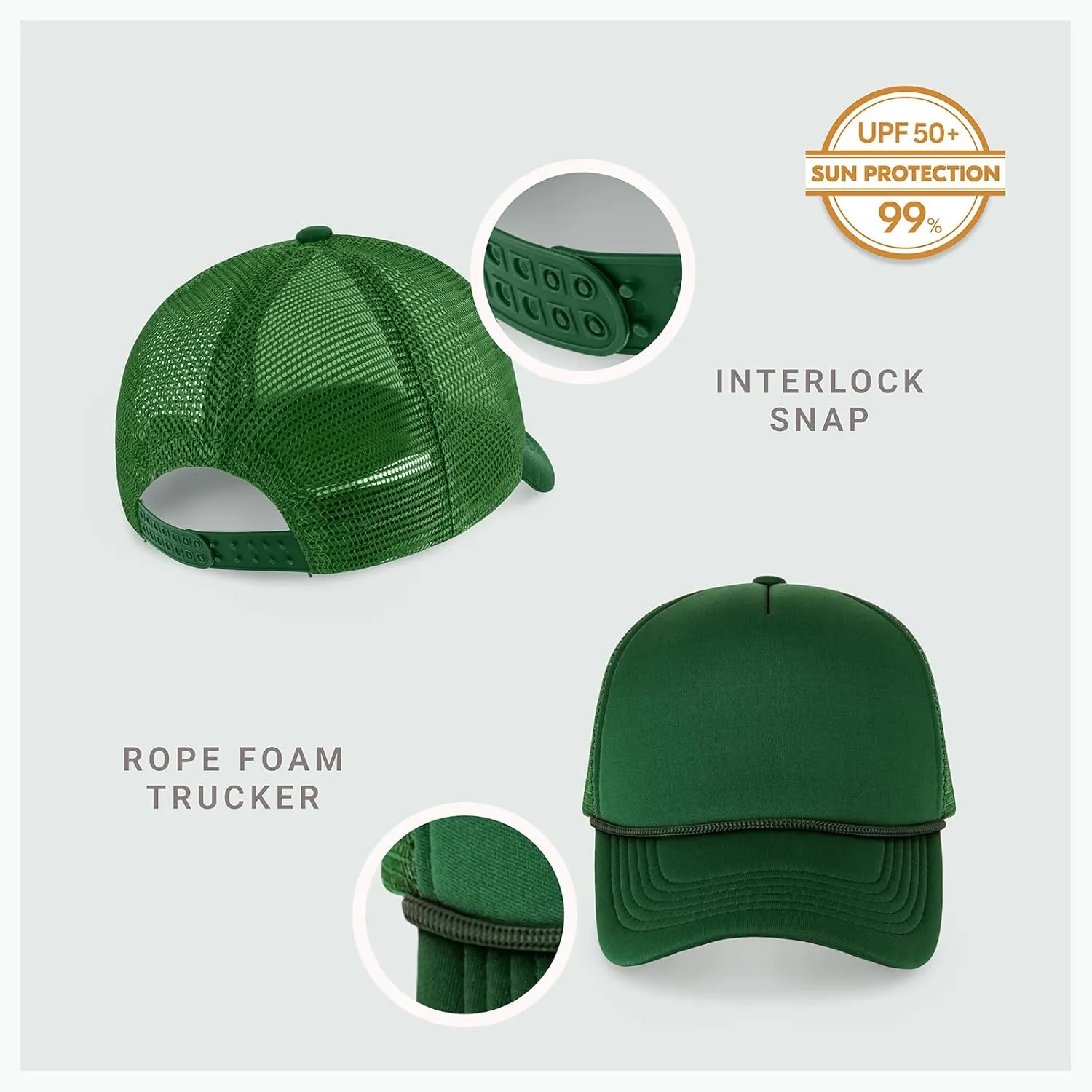 Classic Foam Trucker Hat Summer Mesh Rope Cap Solid Two Toned Blank Hat for Mens Womens Adjustable Strap Light Weight