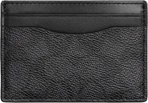 COACH Men's Money Clip Card Case in Signature Canvas Billfold, Charcoal, One Size