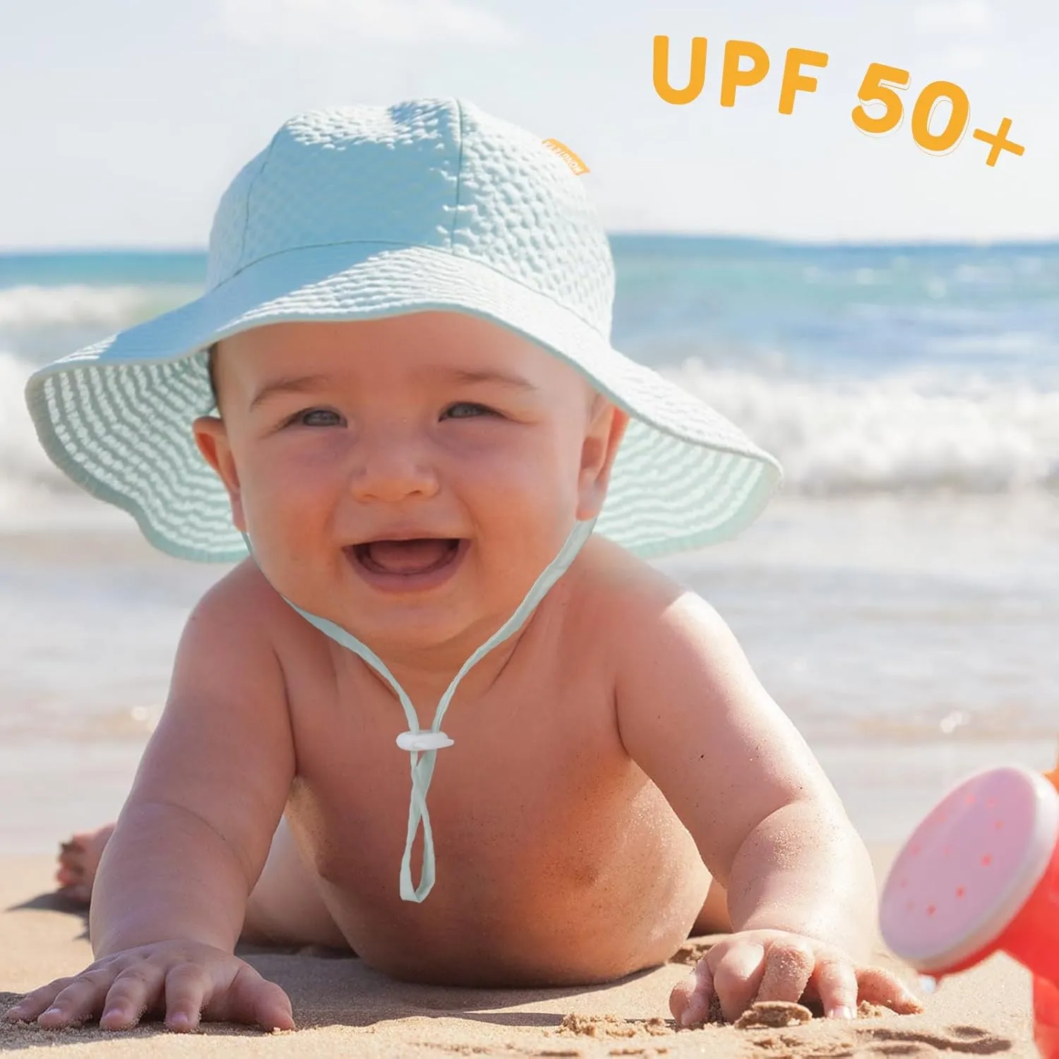 HONGTEYA Baby Sun Hat Toddler Girl Beach Hat Adjustable Outdoor Summer Hat UPF 50  Sun Protection Wide Brim Infant Kids