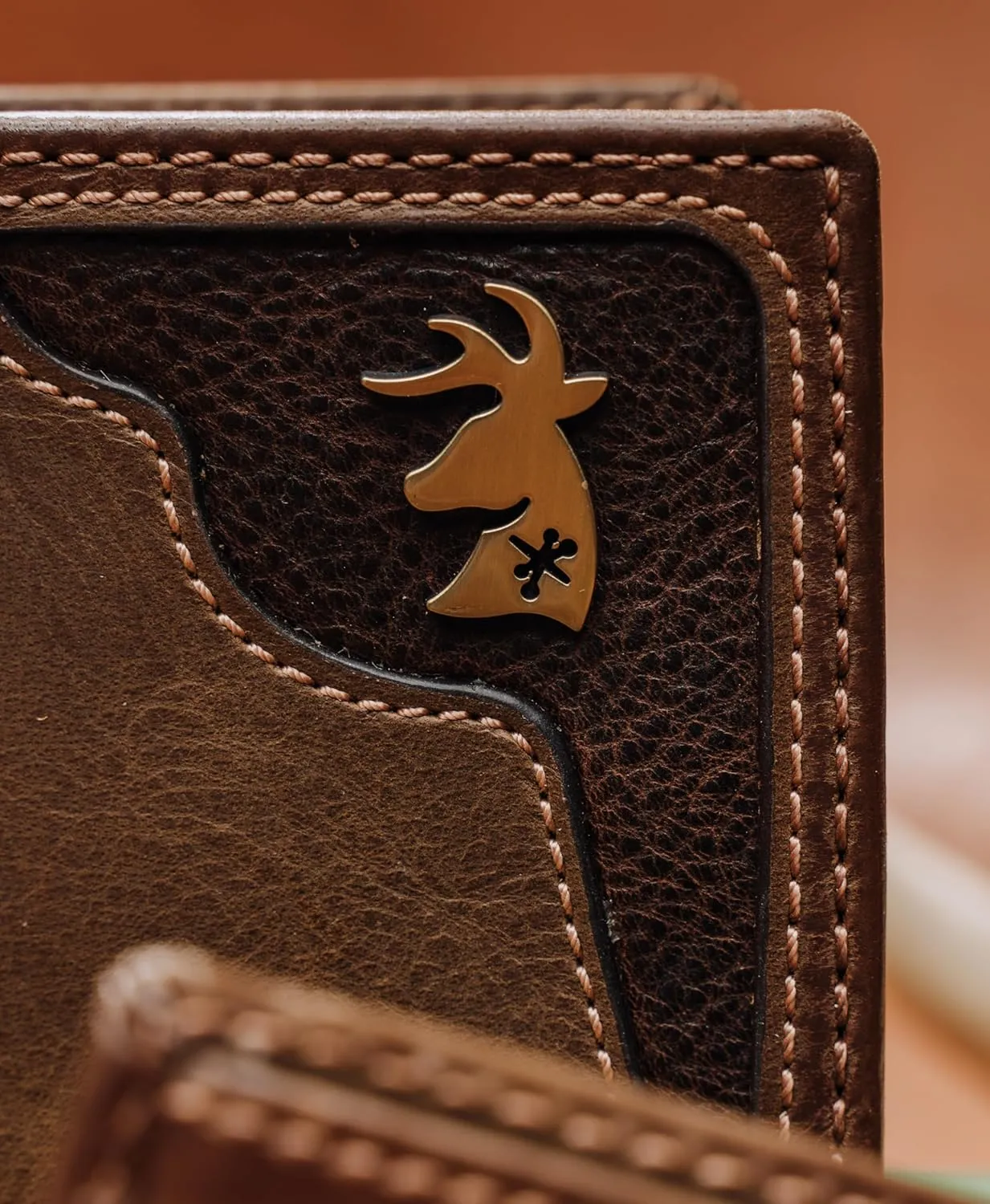 House of Jack Co. Deer Ornament Long Bifold Wallet for Men and Outdoorsmen, Rodeo Wallet, Full Grain Cowhide Leather Wallet, Brown