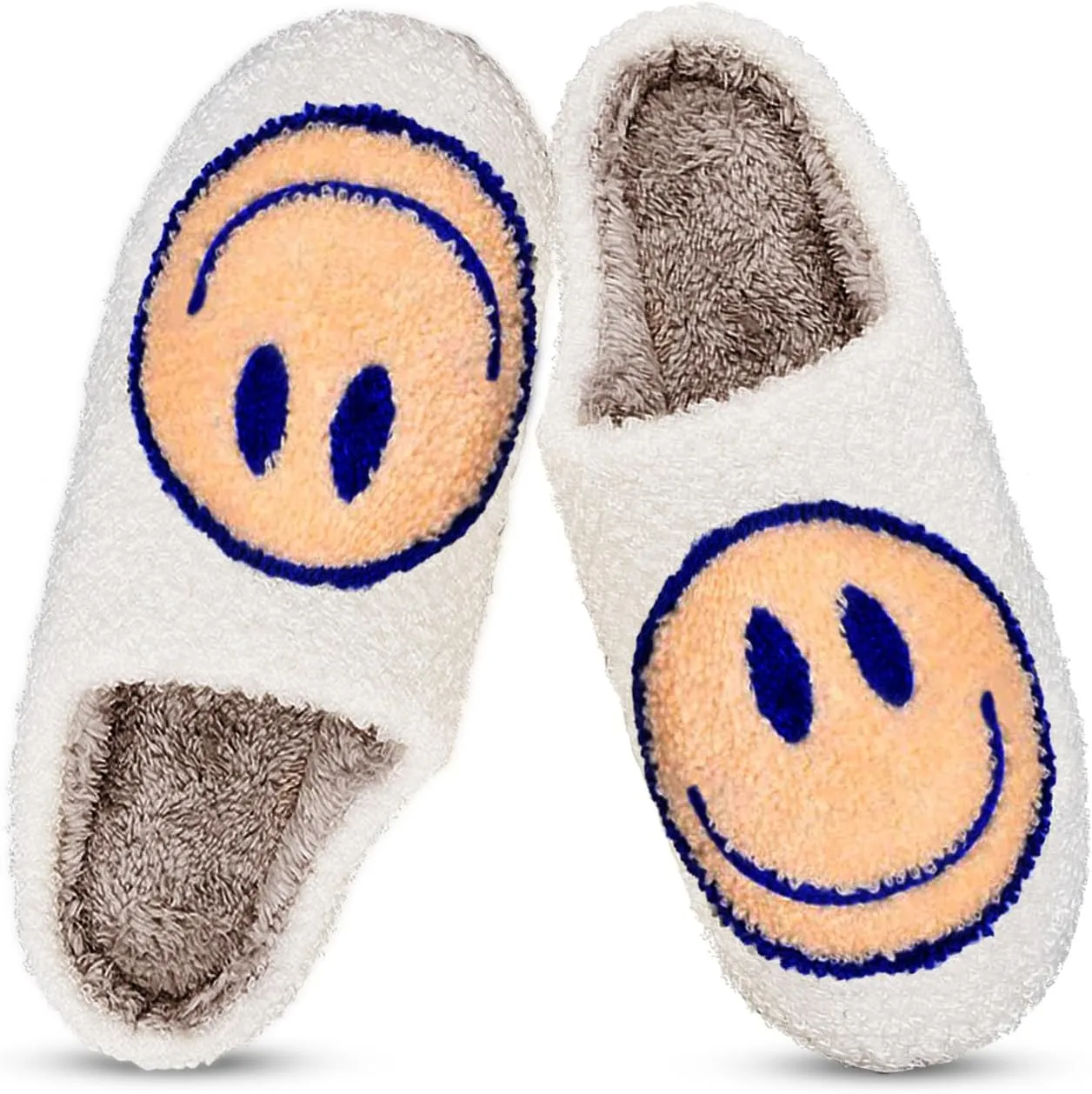 Smile Face Slippers for Women Happy face slippers Retro Soft Plush Warm Slip-on Slippers, Cozy Indoor Outdoor Slippers