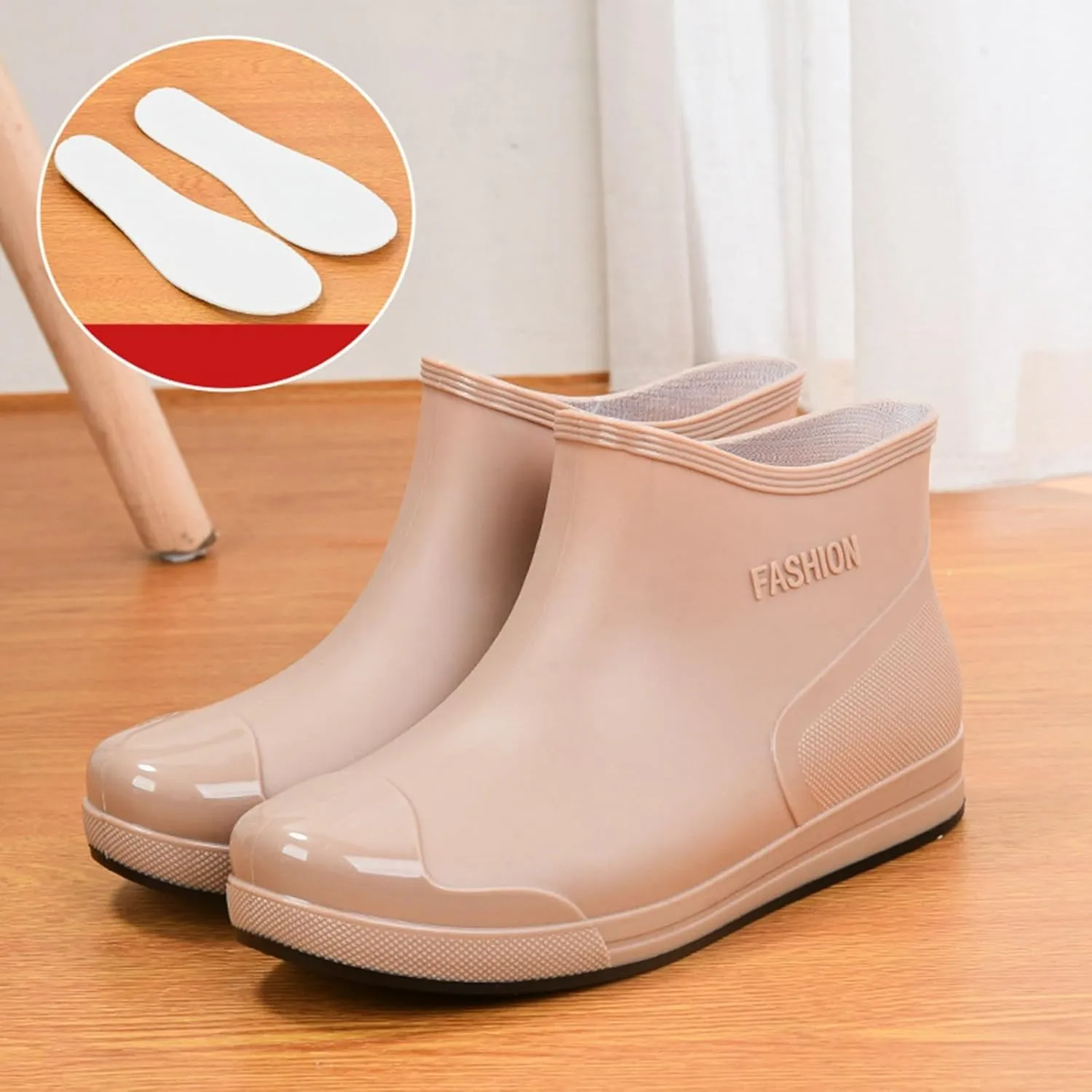 Yellow Rain Boots Womens Size 9 Short Rain Boots For Women Ankle Rubber Rain Shoes For Ladies Comfort Garden Shoes